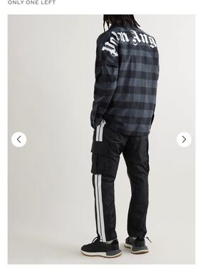 Palm Angels Black & Dark Gray Flannel Checked Back Logo Button-Down Shirt